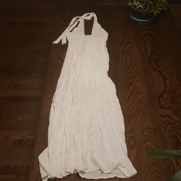 white halter maxi dress